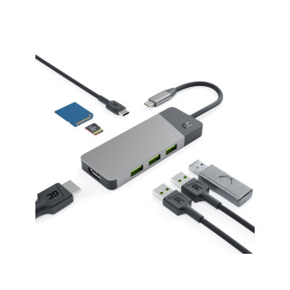 7v1 Multiportový adaptér pro Apple MacBook M1/M2 z USB-C na USB-C, HDMI, USB-A, SD, MicroSD